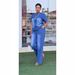 Women's Distressed Blue Denim Short Sleeve Set – Trendy Oversized Casual Two-Piece Outfit_mkmklike.com