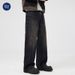 Nordmann Muqiu Men's Clothing | American Retro Washed Jeans For Men With High-End Feel And Lightning Pattern Commuter Wide-Leg_mkmklike.com