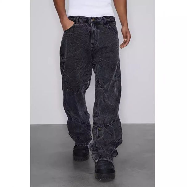 Men's Vintage Washed Denim Jeans – Black Distressed Cleanfit Straight Leg Pants (S-Xxxl) Fashion Trends_mkmklike.com