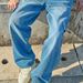 Men’s Cargo Wide Leg Jeans – Streetwear Multi-Pocket Denim Pants, Hip Hop & Urban Style, Loose Fit Comfort, Classic Blue & Black_mkmklike.com