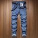 Men's Clothing Blue Slim Fit Straight Leg Jeans For Men Stretch Multi Crafted Stylish Denim_mkmklike.com