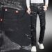 Fashion High Street Printed Stretchy Slim Fit Skinny Jeans for Men with Splatter Paint Trend mid Waist Long Cotton Jeans_mkmklike.com