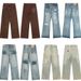 Vintage Spray-Dyed Dirty Logging Destroyed Knife Cut Unisex Washed Denim Pants_mkmklike.com