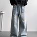 American Vibe Splatter-paint Jeans For Men, Spring High Street Retro Loose Wide-leg Trousers, Trendy Graffiti Straight_mkmklike.com