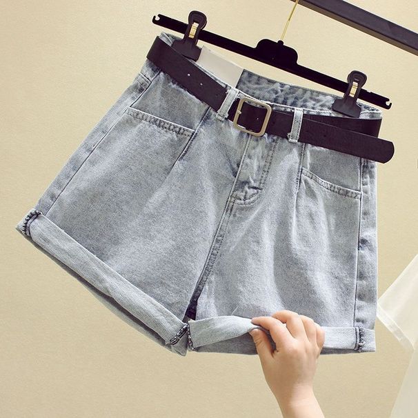 Summer High-Waisted Slimming Wide Leg Denim Shorts Korean Style Casual Versatile Chic Hot Pants Trendy Rolled up_mkmklike.com
