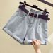 Summer High-Waisted Slimming Wide Leg Denim Shorts Korean Style Casual Versatile Chic Hot Pants Trendy Rolled up_mkmklike.com