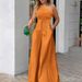 Women's Clothing Fashion 2023 Summer Slant Collar Single Side Lace Irregular Off Shoulder High Waist Pocket Wide Leg Pants Casual Jumpsuit_mkmklike.com