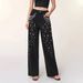 New Style High-Waisted Wide-Leg Jeans Rhinestone Decorated Casual Versatile Women's Clothing_mkmklike.com