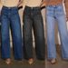 Women's Clothing Vintage Blue Straight Leg Jeans High Waisted Stretch Denim Pants With Comfort Fit (Dark Blue, Light Blue, Black) - S/M/L/XL/XXL_mkmklike.com