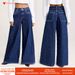 Women's Clothing Distressed Wide-Leg Jeans For Women – Rhinestone Pocket Boho Denim Pants (S-XXL, Vintage Wash, Non-Stretch)_mkmklike.com
