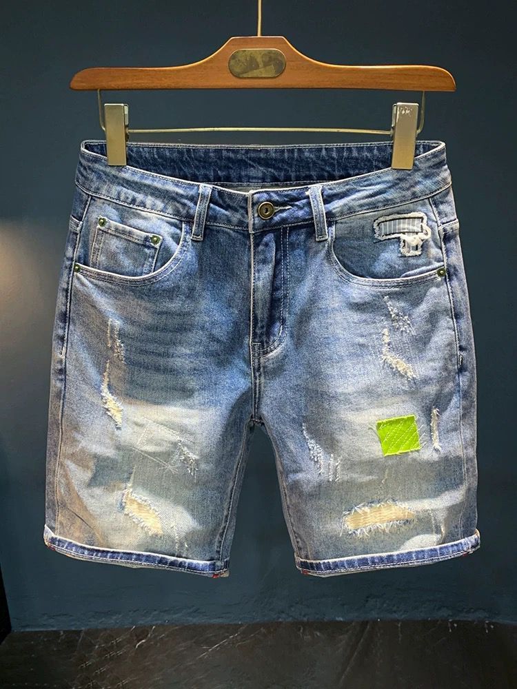 Men's Clothing Summer Trend American Retro Casual Shorts Distressed Straight Thin Shorts Men_mkmklike.com