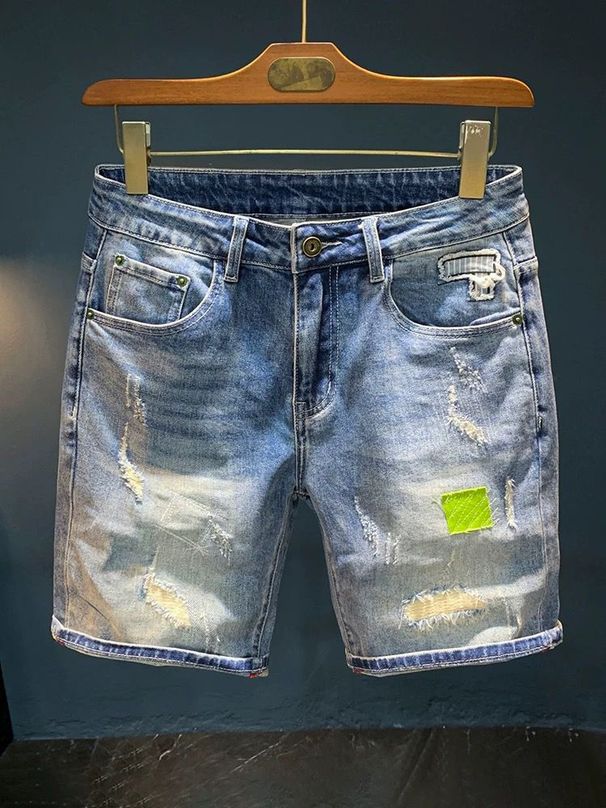 Men's Clothing Summer Trend American Retro Casual Shorts Distressed Straight Thin Shorts Men_mkmklike.com