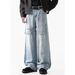 Streetwear Blue Washed Jeans For Men – Relaxed Straight Fit With Distressed Detailing & Urban Edge_mkmklike.com
