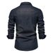 European Casual Solid Color Men's Denim Long Sleeved Shirt_mkmklike.com