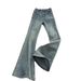 Women's High-Waisted Flared Jeans – Vintage Blue Wash, Stretch Denim & Horsehoof Hem For Retro Chic_mkmklike.com
