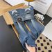 Women's Heavy Duty Rhinestone Embroidered Low Rise Denim Jeans Slimming Straight Leg Floor Length Pants Spring Retro Millennial Style_mkmklike.com