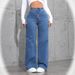 Women's Vintage Washed Denim Jeans – High-Waisted Loose Straight Leg Pants With Bow Detail (XS-XXL, Light Blue/Dark Blue, Streetwear Essential)_mkmklike.com