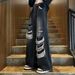 Ripped Jeans Men's American Retro Loose Wide Legs Straight Fried Street Ruffian Handsome Long Pants Tide_mkmklike.com