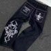 2023 Cross-border Hot-selling American High Street Fashion Brand Fully Embroidered Skull Pants For Men, Loose Straight_mkmklike.com