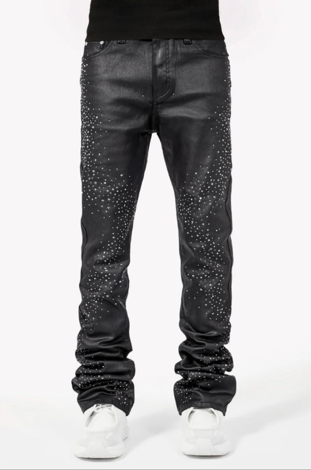 Men's Clothing Men's Fashion Ins Hot Black Slim Star Diamond Assorted Jeans_mkmklike.com