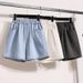 2025 Summer New A Line Thin Tencel Denim Shorts Women's Versatile Loose High Waist Wide Leg Pants_mkmklike.com