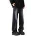 Spring Summer Washed Nostalgic Style Jeans For Men, Straight Tube Loose Fit American Hip-Hop Pants, Trendy Brand, Rugged_mkmklike.com