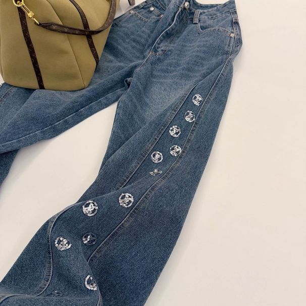 Designed In American Heavy-duty Washed Denim Style, The New Vintage High-waisted Loose High-street Slimming Straight-leg_mkmklike.com