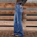 Women's Blue Embroidered Wide Leg Stretch Jeans Loose Fit Back Pocket Cross Border European American Denim Jeans_mkmklike.com