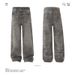 Men's Clothing Vintage Washed Distressed Paint Splatter Straight Leg Jeans For Men & Women - Streetwear Loose Fit Comfortable Slimming Long Pants_mkmklike.com