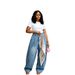 Women's Washed Denim Jeans Long Style Curved Silhouette Loose Fit Square Scarf Decoration New Style 2026_mkmklike.com