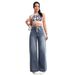 American Retro Wide-leg For Women, Washed, Drawstring, High-waisted, Loose, Drapey, Straight-leg Jeans_mkmklike.com
