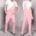 Pure New Pink Retro Men's Denim Ripped Shorts One-Piece Cargo Overalls_mkmklike.com