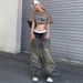 Vintage Washed Print Jeans Women's Low-Rise Loose Fit Distressed Flare Boho Streetwear Casual Long Pants_mkmklike.com