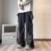 Men's American Retro Loose Slim-fit Jeans, Unisex Design With Frayed Edges, Floor-length Straight Wide-leg Pants, Trendy_mkmklike.com