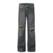 High Street American Style Ripped Patchwork Jeans For Men, Trendy Loose Washed Vintage Wide-Leg Pants, Versatile_mkmklike.com