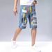 Men's Distressed Denim Shorts Straight Cut Casual Summer Washed Street Style Multiple Washes_mkmklike.com