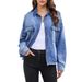 Women's Clothing Vintage Washed Denim Shirt For Women – Oversized Fit, Distressed Look, Long Sleeve, Relaxed Comfort, Retro Streetwear_mkmklike.com