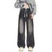 Men's Washed Denim Jeans Straight Leg Loose Fit Casual High Street Retro Pants for Teen Boys_mkmklike.com