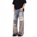 American Style Vintage Patchwork Camouflage Ripped Jeans For Men And Women, High Street Loose Cleanfit Casual Straight_mkmklike.com