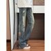BOY Ethnic Style Patchwork Denim Jeans For Men American Retro Loose Fit Versatile Cleanfit Draped Flared Pants_mkmklike.com