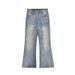 High Street Cleanfit Washed Denim Jeans Men's Straight Leg Loose Slightly Flared Long Pants Trendy Style Casual Wear_mkmklike.com