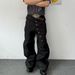 Vintage Western Button-Fly Jeans – High Street Relaxed Wide-Leg Pants For Men, Oversized & Long (Black, S-XXXL)_mkmklike.com