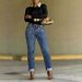 Women's High-Waisted Skinny Jeans Colorful Rhinestone Detail Casual Cotton Denim Jeans For Spring Autumn_mkmklike.com