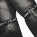 American Street Style Knee-Ripped Belt Jeans Unisex Punk Motorcycle Workwear Long Pants Trendy_mkmklike.com