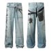 Men's Clothing 3D Digital Printed Denim Trousers Men's Hip Hop Street Trend Washed Old Ink Splashed Loose Wide Leg Straight Trousers_mkmklike.com
