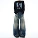 Men's Clothing Chinese Style Retro Washed Ink Splatter Curved Jeans Men's Spring And Autumn New Style Loose Wide Leg Long Pants_mkmklike.com