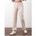 Women's Slimming Straight Leg Denim Trousers American Style Apricot Color Fashionable Trendy Stretchy Casual Versatile For All Seasons_mkmklike.com