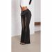 Women's Clothing Low Rise Flared Pants Sun Buckle Frayed Hem Flattering Straight Leg Cut Denim Clothing_mkmklike.com