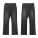Men's Clothing Washed Distressed Grey Straight Leg Casual Versatile Fashion Simple Flared Jeans_mkmklike.com