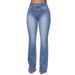 Women's Clothing Women's High Waist Stretch Flared Jeans - Comfortable Cotton Denim Pants For Casual & Office Wear (Dark Blue, Light Blue)_mkmklike.com